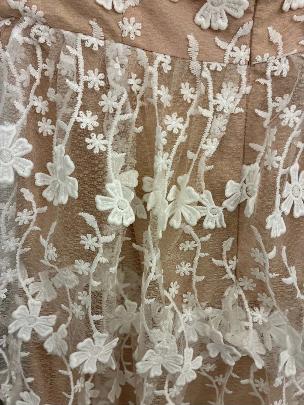 Endless Rose Nude and White Strapless Floral Lace Midi Dress - Picture 8 of 8